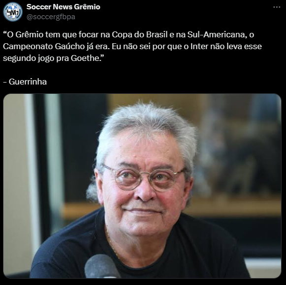 Guerrinha polemiza sobre o Gre-Nal e diz que Gauchão "já era" para o Grêmio