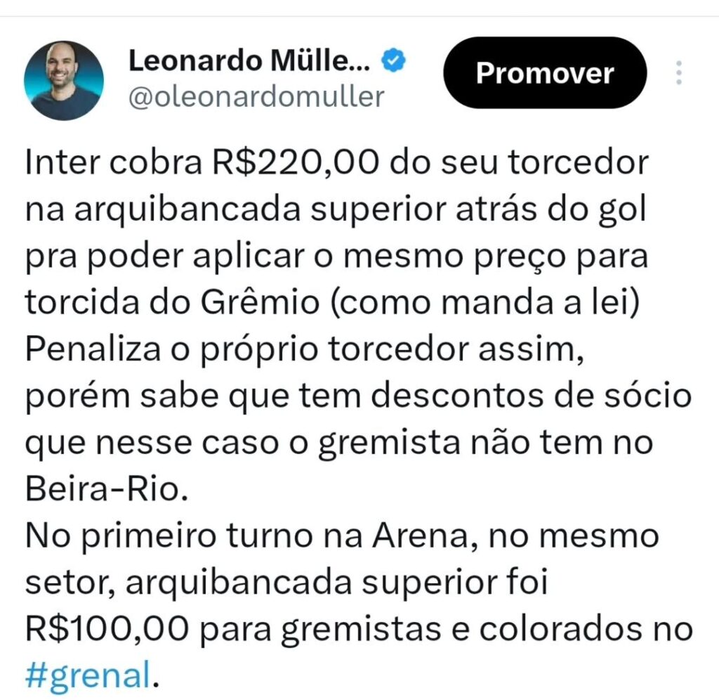 Ingressos para o GreNal assustam torcida do Grêmio com alto valor: “R$ 220”